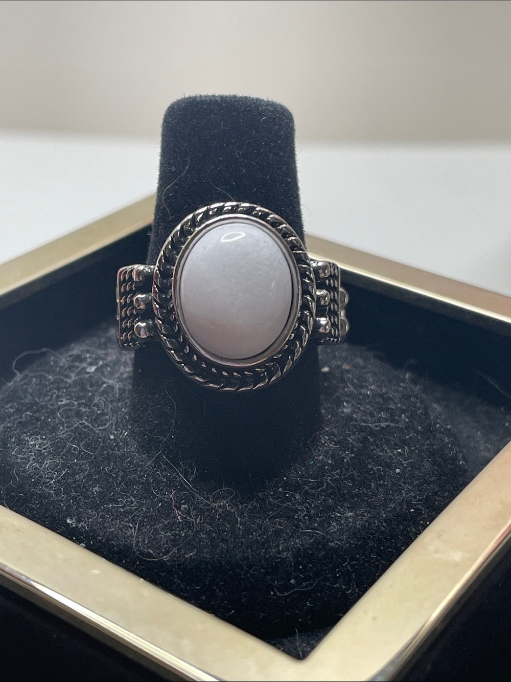 Sterling-Style White Bead Oval Ring - Women Jewelry